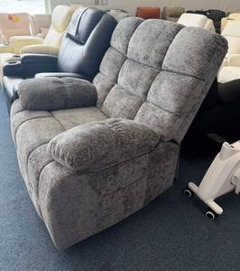 High Quality Gray <b>Fabric</b> Contemporary Recliner Chair Padded Armrests Remote Control <b>Faux</b> <b>Leather</b> <b>Upholstery</b> Rotating Ready for - Product Image 6