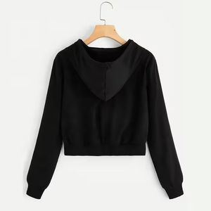 Sweat-shirt à capuche court à manches longues pour femmes, sur mesure, décontracté, basique, fournisseur en gros OEM ODM - Product Image 3