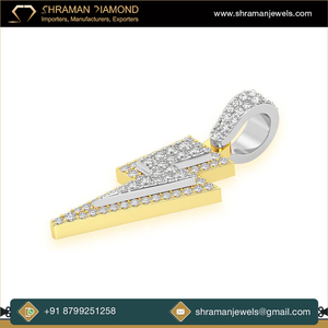 Collier pendentif en diamant naturel en or massif 10 carats à la mode de l'exportateur indien vente chaude conception d'éclair en couches glacées personnalisée - Product Image 2