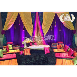 Buy Mehndi <b>Curtain</b> <b>Drapes</b> for Stage Decor Wedding Decor Colorful Mandap Backdrops Wedding Ceremony Backdrop - Product Image 1