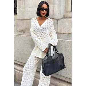 Ensemble de pantalons décontractés Nolan à motif ajouré 9885 en tissu tricoté confortable - Product Image 6