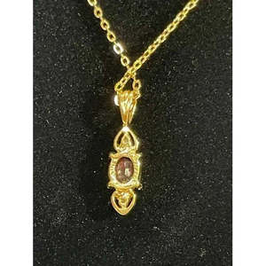 Collar chapado en oro de 14 quilates de calidad AAA+ con colgante de piedra preciosa ovalada roja Cus-Jew62 - Product Image 3