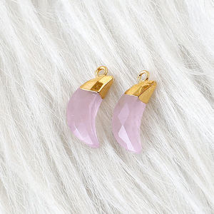 925 argent Sterling facettes Rose Quartz croissant bijoux à bricoler soi-même or Vermeil électrolytique pendentifs fins breloques en gros - Product Image 2