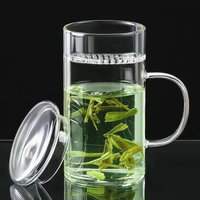 Tasse à thé en verre borosilicaté avec infuseur et couvercle pour amateur de thé