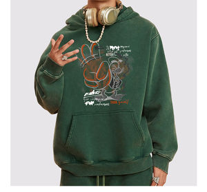 เสื้อสเวตเตอร์แบบบล็อกสีทึบขนาดใหญ่เสื้อมีฮู้ดลำ100% ผ้าฝ้ายปักลายพิมพ์โลโก้แบบกำหนดเองซักได้ - Product Image 6