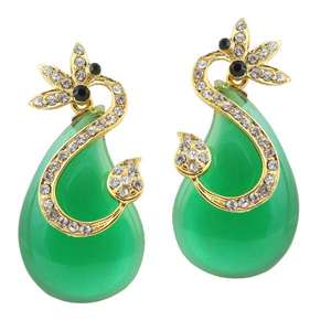 Kriaa Austrian <b>Stone</b> <b>Resin</b> Fine Cuff Earrings Gold Plated Dangler Earrings - Product Image 1