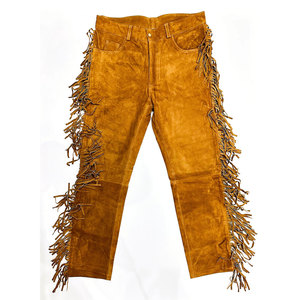 Pantalons en cuir suédé à franges lavées, fabrication en usine, vente chaude, vente en gros, fabrication de qualité supérieure, pantalons en cuir suédé à franges pour hommes - Product Image 1