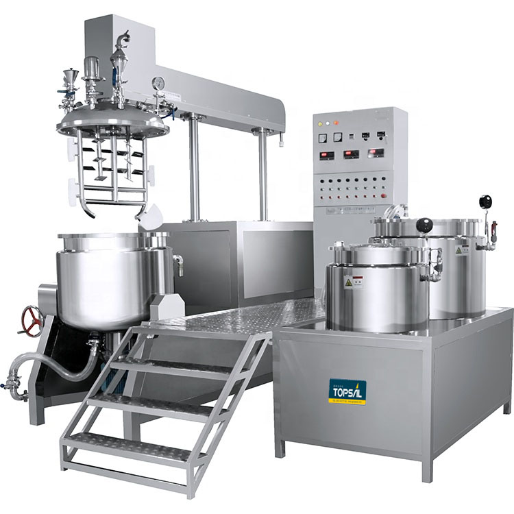 Cosmetic Body Lotion Cream Making Vacuum Emulsifying Homogenizer Mixing Machine With Water And Oil Tank