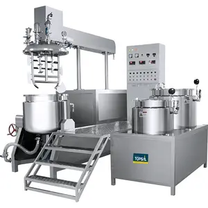 Cosmetic body lotion cream making vacuum emulsifying homogenizer mixing machine with water and oil tank