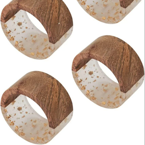 Résine transparente avec anneaux de serviette en feuille d'or pour décoration de table de mariage, anneaux de serviette décoratifs en bois de qualité supérieure - Product Image 1