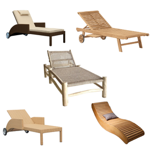 Tissu imperméable ou rotin avec cadre en bois Mobilier d'extérieur pour hôtel de luxe Chaise longue pour le soleil Grand lit de bronzage - Product Image 6
