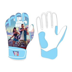 Guantes de Bateo Transpirables Grand Theft Auto VI Azul Claro, Cierre de Gancho y Bucle Ambidiestro, Modernos, Unisex, para Entrenamiento de Adultos - Product Image 1