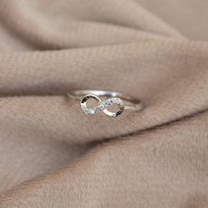 แหวนเงินสเตอร์ลิง925แบบเรียบง่ายทำด้วยมือเครื่องประดับลูกบาศก์เซอร์โคเนียน้ำหนักเบาสำหรับผู้หญิงสำหรับวันครบรอบแต่งงาน - Product Image 4