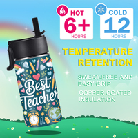 Bouteille d'eau isotherme personnalisée en acier inoxydable de 12 oz pour les cadeaux de la Journée des enseignants, gourde souvenir de diplôme personnalisée