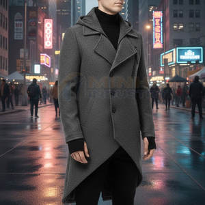 Produits tendance Manteau long pour homme en polyester/laine lourd, chaud pour l'hiver, en vente - Product Image 6