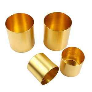Round Shape Gold Finished Metal Candle Jar Set of 4 for Easter Home and Wedding Tabletop Lights <b>Decoration</b> Candle Jar - Product Image 2