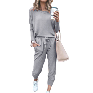 ชุดวอร์ม2ชิ้นสำหรับผู้หญิงชุดวิ่งวาไรตี้แบบไม่เจือปนใส่สบายฤดูใบไม้ผลิ2023 - Product Image 4