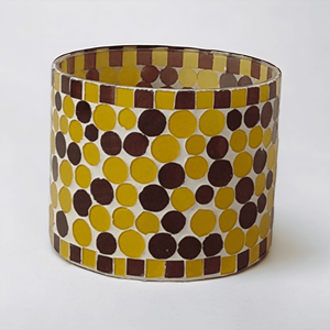 Polka Dots Design <b>Empty</b> High-Quality Hand-crafted Custom Luxury Black-yellow Cylindrical Home Decor Mosaic Candle Glass Vessels - Product Image 4