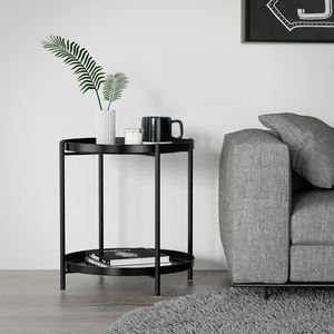 2-Tier Metal Side <b>Table</b>, Waterproof <b>Small</b> <b>End</b> <b>Table</b> with Removable Tray for Living Room, Bedroom, Balcony & Office - Product Image 4