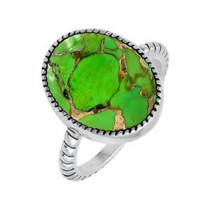 Handmade 925 Sterling <b>Silver</b> <b>Boho</b> Jewelry Green Copper Turquoise Statement <b>Ring</b> Women's Promise Wedding Party Gift for - Product Image 3