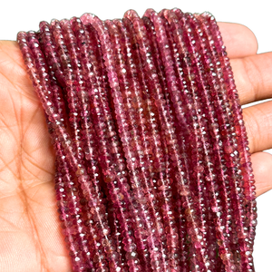 Natural Rubellite Pink <b>Tourmaline</b> Faceted Rondelle Gemstone Beads Strand 4-5mm Loose Stone Beads for Jewelry Making Wholesale - Product Image 1