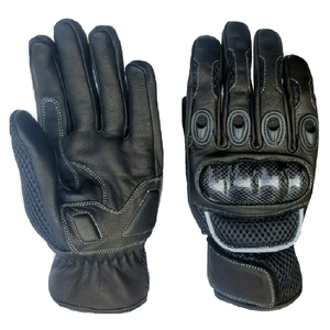 Black Motorcycle Gloves Summer Knuckle Perforate Winter Leather Mesh Motorbike Gloves Motorcycle Auto Racing Wear - Product Image 4