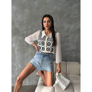 Cárdigan Corto con Estampado Floral para Mujer al por Mayor - Product Image 5