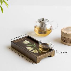 Hermoso Juego de 3 Bandejas de Madera para Servir, con Diseño Floral Pintado a Mano, Aptas para Lavavajillas, Estilo Art Deco, para Múltiples Ocasiones - Product Image 1