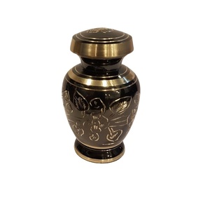 Dome Top <b>Mini</b> Brass Cremation Keepsake <b>Urn</b> Standard Quality Brass <b>Urn</b> <b>for</b> Funeral <b>Ashes</b> with Black Bonds Design <b>for</b> Baby - Product Image 4