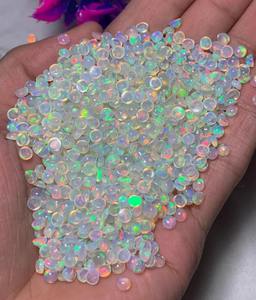 Opalite d'Éthiopie naturelle blanche certifiée par des tiers, qualité AA, cabochon Welo Fire Top, pierres précieuses en vrac polies de 4 mm, 5 mm, 6 mm - Product Image 5