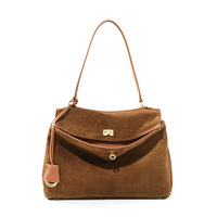 Sac à bandoulière personnalisé avec logo, vente en gros, nouveau sac fourre-tout de luxe pour femme en cuir de vachette véritable et daim, grande capacité, sac à main de bureau