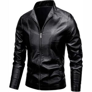 New 2025 Professional Quality Customized High Street Stand Collar Autumn <b>Winter</b> Men's Casual Zipper Leather Jacket - Product Image 4