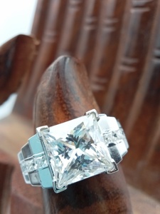 D'VINS JEWELS Bague de fiançailles en forme de princesse Style classique et Art déco VVS Moissanite et diamant de laboratoire pour cadeau de mariage - Product Image 5