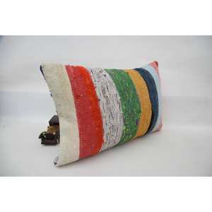 Multicolor lana Patchwork Kantha 16x24 pulgadas tejido decorativo almohada con patrón vintage - Product Image 3
