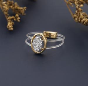Anillo de compromiso de diamantes chapado en oro de 14 quilates, diseño elegante, certificado IGI para bodas, venta al por mayor, aniversario a granel - Product Image 1