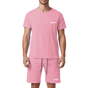 <b>Top</b> Notch Summer Cotton Fleece Sportswear T-shirts Set Quick Drying Breathable T-shirt Shorts 2-piece Casual Oversized Sets - Product Image 1
