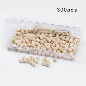 Set di 300 Perline in Legno Fai-da-Te, Scatola Colore Legno Naturale, Perline in Legno per Infilare, Perline Rotonde, Accessori Combinati con Corda Cerata - Product Image 6