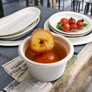 100% Compostable Eco-Friendly Sugarcane Bagasse Disposable <b>Dinnerware</b> Round Disposable Bowls for Weddings & Celebrations - Product Image 1