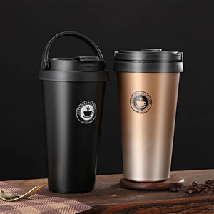 แก้วกาแฟสแตนเลสสุญญากาศขนาด 400 มล. 14 ออนซ์ พร้อมหูหิ้ว ฝาปิดกันรั่ว สำหรับใช้ในออฟฟิศ เก็บอุณหภูมิได้นาน 6-12 ชั่วโมง - Product Image 2