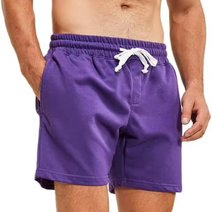 Ropa de calle Vintage de moda de verano para hombre personalizada camisa de pantalones cortos de algodón con bordado de lana de algodón con patrón sólido - Product Image 1