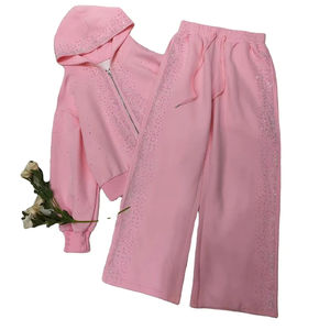 Conjunto Deportivo Vintage Personalizado de Fabricante, Sudadera con Capucha y Pedrería en la Cintura Doble, Pantalones Deportivos Acampanados, Corte Regular, Chándal Masculino - Product Image 2