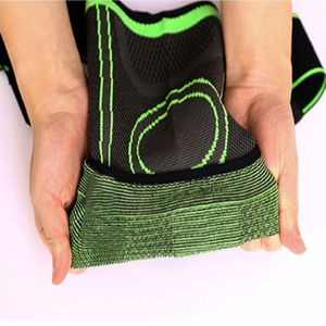 Genouillère en nylon tricoté élastique de compression avec logo personnalisé Genouillère à bandage réglable avec sangle réglable et taille personnalisée - Product Image 3