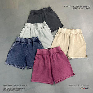 Custom Unisex Bulk Blank <b>Shorts</b> Acid Washed Raw Edge French Terry Cotton Vintage Acid Wash <b>Shorts</b> for <b>Men</b> - Product Image 2