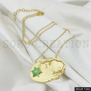 Parure de bijoux plaqué or Bague, pendentif et boucle d'oreille SKU7340/Boucles d'oreilles, bague et pendentif de créateur avec chaîne de parure de bijoux - Product Image 6