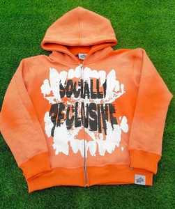 เสื้อฮู้ดดี้สไตล์วินเทจฟอกสีแบบแอซิดวอช คุณภาพสูง ผ้าฝ้ายฟลีซ เป็นมิตรกับสิ่งแวดล้อม พิมพ์ลายด้านหน้าด้วยเทคนิคสกรีน ซิป DIY สตรีทแวร์ - Product Image 1