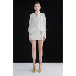 High Quality Short Skirt Size S M L In Stock Women's Skirt JENA MINI SKIRT Lustrous Twist Tencel Blend WHITE ANT Vietnam