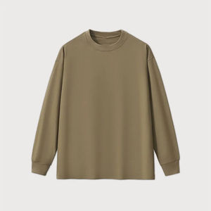 เสื้อสเวตเชิ้ตโอเวอร์ไซส์สำหรับฤดูร้อน แบบยูนิเซ็กซ์ พร้อมโลโก้ OEM แบบกำหนดเอง ผ้าฝ้าย 100% คอกลม แขนยาว ทรงหลวม แฟชั่นเสื้อยืดสำหรับผู้ชาย - Product Image 2