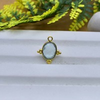 Aigue-marine Quartz Pendentif Forme Ovale Facettes Pierres Précieuses Charme Argent Sterling Lunette Bijoux Trois Rawa Élégant Femmes Charme