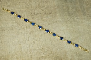 Blue Sapphire <b>Bracelet</b> 925 Sterling <b>Silver</b> 14k Gold Plated Overlay <b>Adjustable</b> Gemstone Jewelry - Product Image 3
