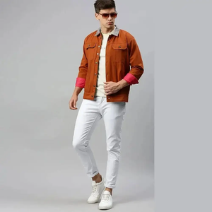 Blouson en jean d'hiver pour homme, sur mesure, qualité supérieure, style vintage, logo frontal, respirant, léger, 100 % coton, coupe courte simple - Product Image 6
